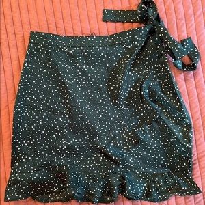 Nasty gal emerald polka dotted mini wrap skirt